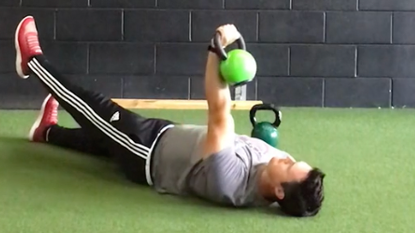 Offset Kettlebell Floor Press